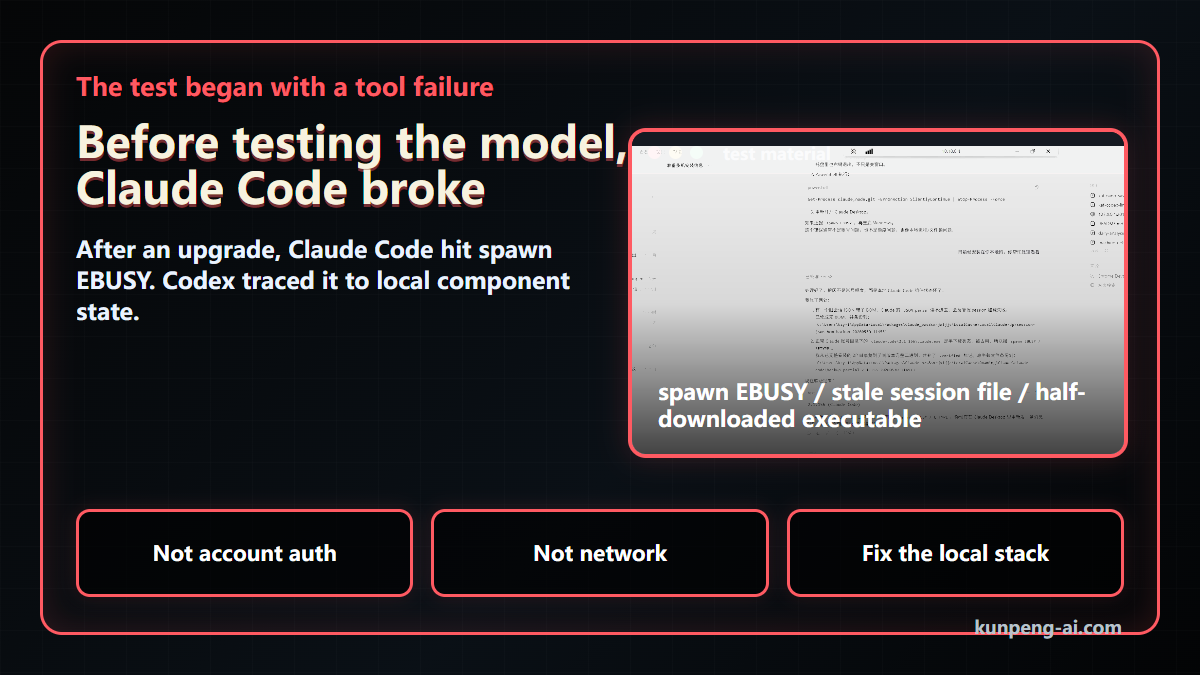 Claude Code hit spawn EBUSY after an upgrade and Codex traced it to local component state
